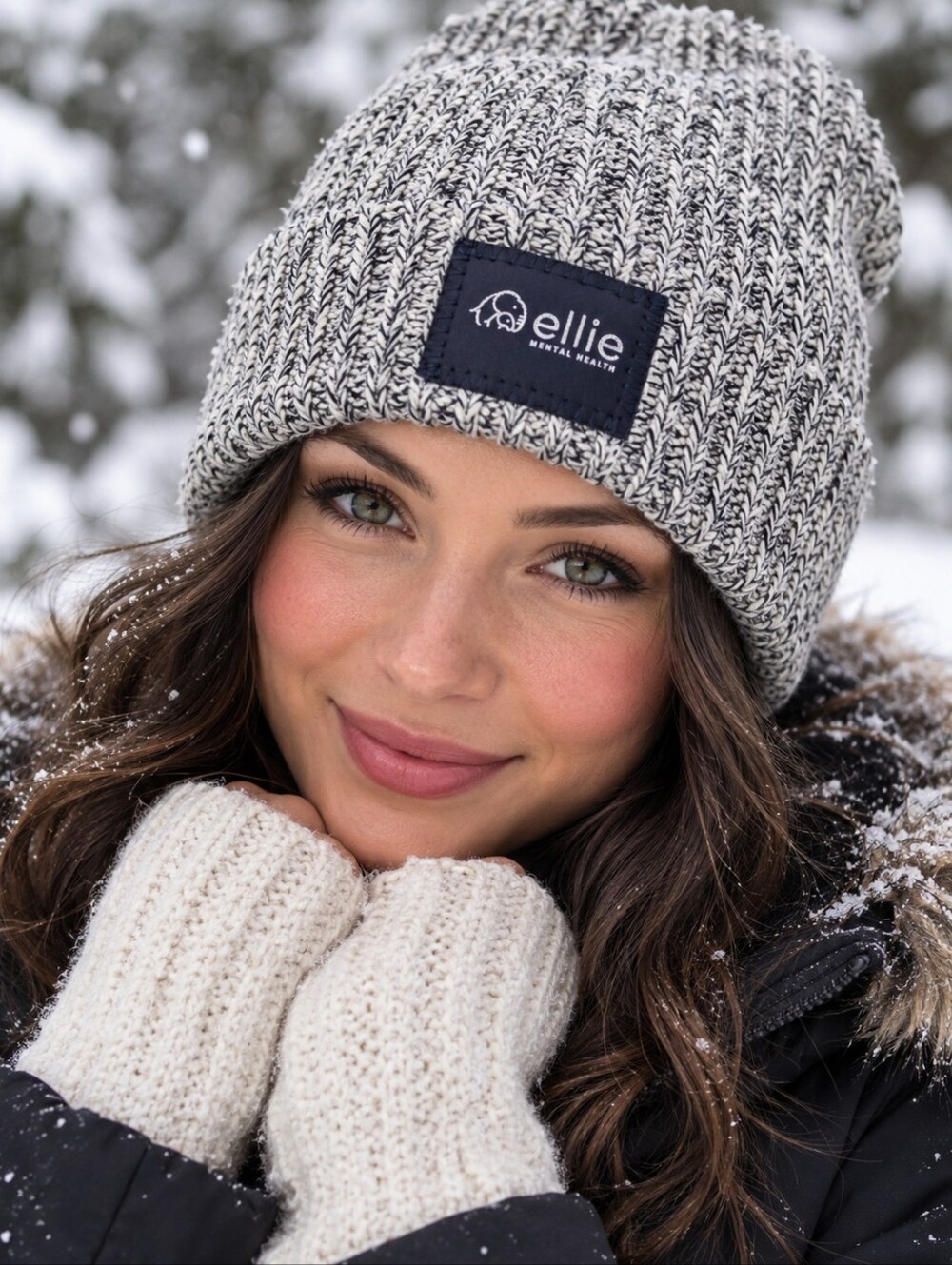 Love Your Melon x Ellie Mental Health Limited Edition White Blue Knit Winter Hat